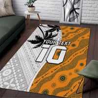 Custom Fiji and Australia Rugby Area Rug Tapa Mix Aboriginal Pattern Half Style LT03 White - Polynesian Pride