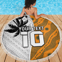 Custom Fiji and Australia Rugby Beach Blanket Tapa Mix Aboriginal Pattern Half Style LT03 - Polynesian Pride