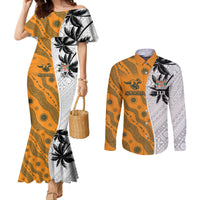 Custom Fiji and Australia Rugby Couples Matching Mermaid Dress and Long Sleeve Button Shirt Tapa Mix Aboriginal Pattern Half Style