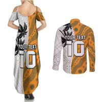 Custom Fiji and Australia Rugby Couples Matching Summer Maxi Dress and Long Sleeve Button Shirt Tapa Mix Aboriginal Pattern Half Style