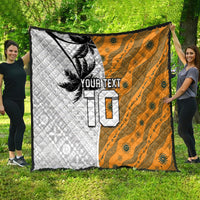 Custom Fiji and Australia Rugby Quilt Tapa Mix Aboriginal Pattern Half Style