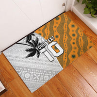 Custom Fiji and Australia Rugby Rubber Doormat Tapa Mix Aboriginal Pattern Half Style LT03 White - Polynesian Pride