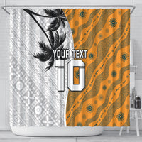 Custom Fiji and Australia Rugby Shower Curtain Tapa Mix Aboriginal Pattern Half Style LT03 - Polynesian Pride