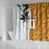 Custom Fiji and Australia Rugby Shower Curtain Tapa Mix Aboriginal Pattern Half Style LT03 - Polynesian Pride