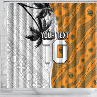 Custom Fiji and Australia Rugby Shower Curtain Tapa Mix Aboriginal Pattern Half Style LT03 - Polynesian Pride