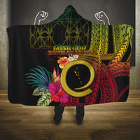 Vanuatu Independence Day Hooded Blanket Sand Drawing Melanesian Vibes LT03 One Size Black - Polynesian Pride