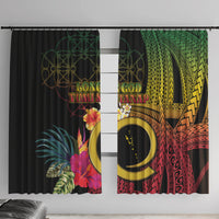 Vanuatu Independence Day Window Curtain Sand Drawing Melanesian Vibes LT03 With Hooks Black - Polynesian Pride