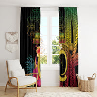 Vanuatu Independence Day Window Curtain Sand Drawing Melanesian Vibes LT03 - Polynesian Pride