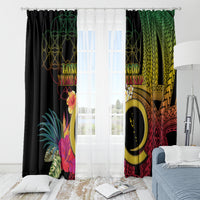 Vanuatu Independence Day Window Curtain Sand Drawing Melanesian Vibes LT03 - Polynesian Pride