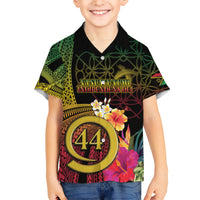 Vanuatu Selebretem 44th Indipendens Dei Family Matching Short Sleeve Bodycon Dress and Hawaiian Shirt Sand Drawing Melanesian Vibes