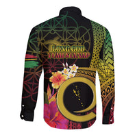 Vanuatu Selebretem 44th Indipendens Dei Long Sleeve Button Shirt Sand Drawing Melanesian Vibes