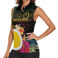 Vanuatu Shefa Day Women Sleeveless Polo Shirt Sand Drawing Melanesian