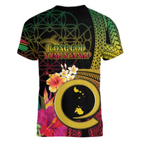 Vanuatu Shefa Day Women V-Neck T-Shirt Sand Drawing Melanesian