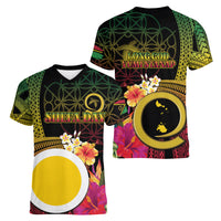 Vanuatu Shefa Day Women V-Neck T-Shirt Sand Drawing Melanesian