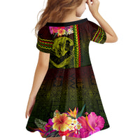 Hawaiian Reggae Music Family Matching Short Sleeve Bodycon Dress and Hawaiian Shirt Jamaica Singer Tribal Polynesian and Hibiscus LT03 - Polynesian Pride