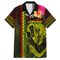 Hawaiian Reggae Music Family Matching Short Sleeve Bodycon Dress and Hawaiian Shirt Jamaica Singer Tribal Polynesian and Hibiscus LT03 Dad's Shirt - Short Sleeve Black - Polynesian Pride