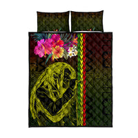 Hawaiian Reggae Music Quilt Bed Set Jamaica Singer Tribal Polynesian and Hibiscus LT03 - Polynesian Pride