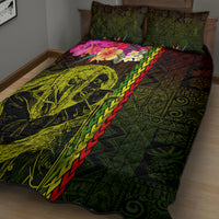 Hawaiian Reggae Music Quilt Bed Set Jamaica Singer Tribal Polynesian and Hibiscus LT03 - Polynesian Pride