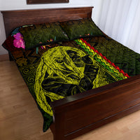 Hawaiian Reggae Music Quilt Bed Set Jamaica Singer Tribal Polynesian and Hibiscus LT03 - Polynesian Pride
