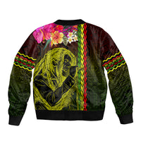 Hawaiian Reggae Music Sleeve Zip Bomber Jacket Jamaica Singer Tribal Polynesian and Hibiscus LT03 - Polynesian Pride
