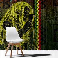 Hawaiian Reggae Music Window Curtain Jamaica Singer Tribal Polynesian and Hibiscus LT03 - Polynesian Pride
