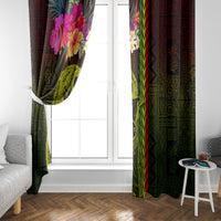 Hawaiian Reggae Music Window Curtain Jamaica Singer Tribal Polynesian and Hibiscus LT03 - Polynesian Pride