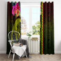 Hawaiian Reggae Music Window Curtain Jamaica Singer Tribal Polynesian and Hibiscus LT03 - Polynesian Pride