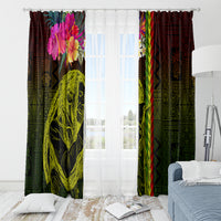 Hawaiian Reggae Music Window Curtain Jamaica Singer Tribal Polynesian and Hibiscus LT03 - Polynesian Pride