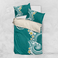 Aloha Polynesian Plumeria Flower Bedding Set Teal Color