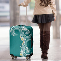 Aloha Polynesian Plumeria Flower Luggage Cover Teal Color LT03 - Polynesian Pride