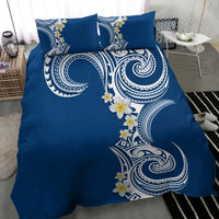 Aloha Polynesian Plumeria Flower Bedding Set Blue Color