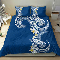 Aloha Polynesian Plumeria Flower Bedding Set Blue Color