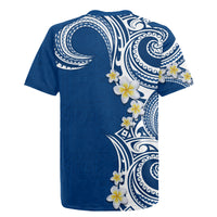 Aloha Polynesian Plumeria Flower Rugby Jersey Blue Color