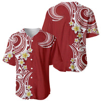 Aloha Polynesian Plumeria Flower Baseball Jersey Red Color