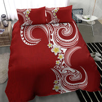 Aloha Polynesian Plumeria Flower Bedding Set Red Color