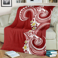Aloha Polynesian Plumeria Flower Blanket Red Color