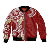 Aloha Polynesian Plumeria Flower Bomber Jacket Red Color