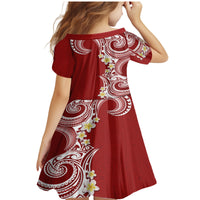 Aloha Polynesian Plumeria Flower Family Matching Mermaid Dress and Hawaiian Shirt Red Color