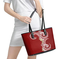 Aloha Polynesian Plumeria Flower Leather Tote Bag Red Color LT03 - Polynesian Pride