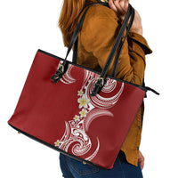 Aloha Polynesian Plumeria Flower Leather Tote Bag Red Color LT03 - Polynesian Pride
