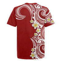 Aloha Polynesian Plumeria Flower Rugby Jersey Red Color