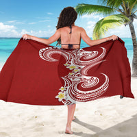Aloha Polynesian Plumeria Flower Sarong Red Color