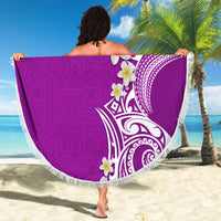 Aloha Polynesian Plumeria Flower Beach Blanket Purple Color