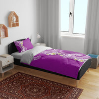 Aloha Polynesian Plumeria Flower Bedding Set Purple Color