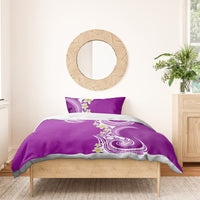 Aloha Polynesian Plumeria Flower Bedding Set Purple Color