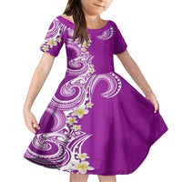 Aloha Polynesian Plumeria Flower Family Matching Long Sleeve Bodycon Dress and Hawaiian Shirt Purple Color LT03 Daughter's Dress Purple - Polynesian Pride