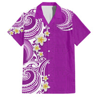 Aloha Polynesian Plumeria Flower Family Matching Summer Maxi Dress and Hawaiian Shirt Purple Color LT03 Dad's Shirt - Short Sleeve Purple - Polynesian Pride