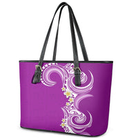 Aloha Polynesian Plumeria Flower Leather Tote Bag Purple Color LT03 - Polynesian Pride