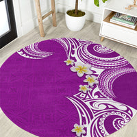 Aloha Polynesian Plumeria Flower Round Carpet Purple Color LT03 Purple - Polynesian Pride