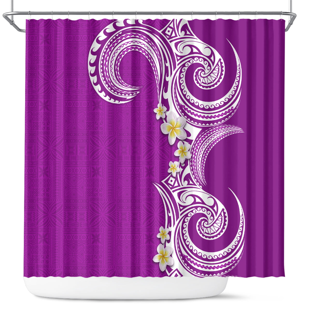 Aloha Polynesian Plumeria Flower Shower Curtain Purple Color